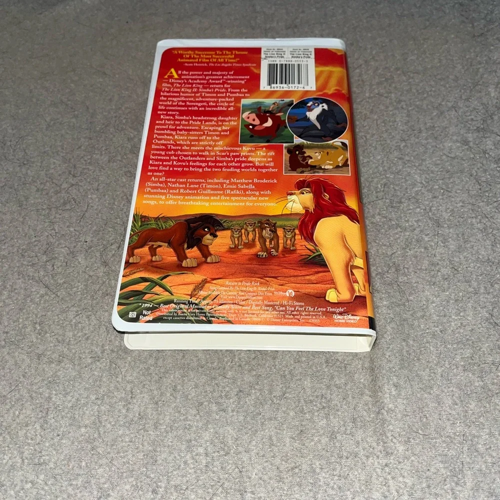 💜 Disney’s Lion King II Simba’s Pride VHS Movie